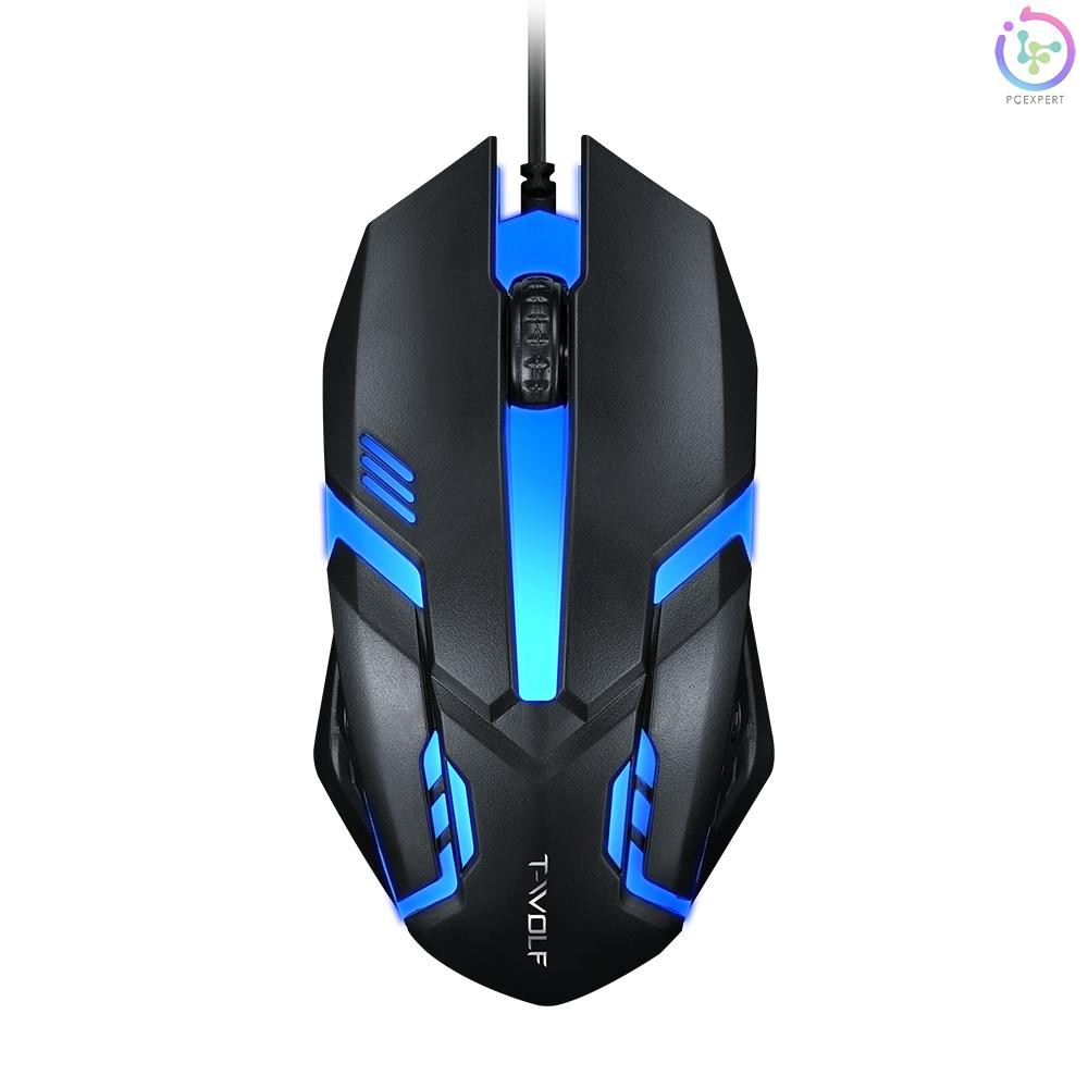 Chuột Gaming T-Wolf V1 Có Đèn Led 3 Nút 7 Màu 1200 Dpi