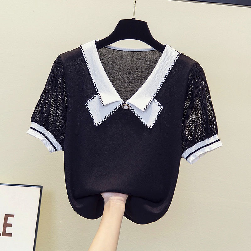 Áo Mongtoghi Cổ Nơ Tay Ngắn Viền Tay Phong Cách Hàn Quốc | Smide Clothing