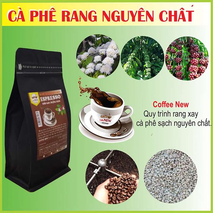 500gr Cafe ESPRESSO Nguyên Chất Dạng Hạt Máy - Hương thơm thanh thoát - Thể chất nhẹ-vị đậm nhất, đắng nhất - Coffee New | BigBuy360 - bigbuy360.vn