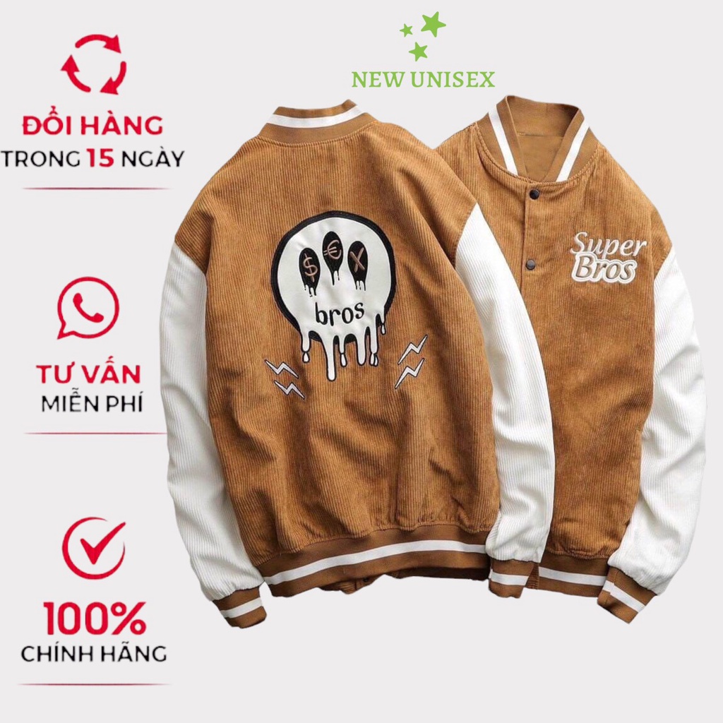 Áo Khoác Nhung Bomber Kiêu Cúc Bấm Thêu Hình  Mặt Cười, Chất Liệu Vải Nhung 2 Lớp Cao Cấp Mẫu Hot Trend