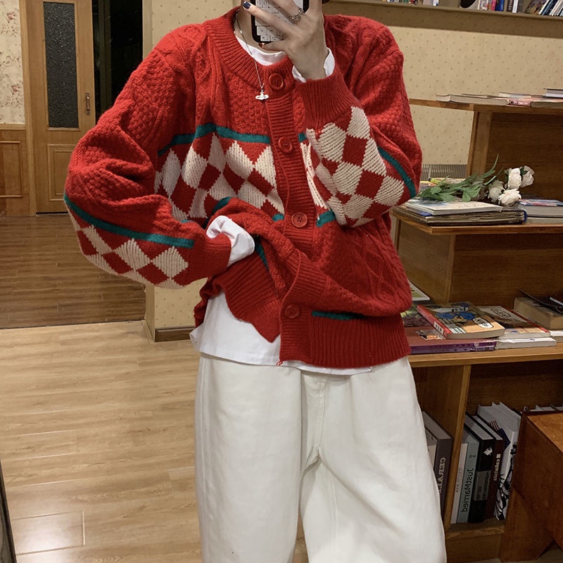 Áo khoác cardigan dệt kim tay dài dáng rộng phong cách Nhật Bản thiết kế thời trang thu đông mới