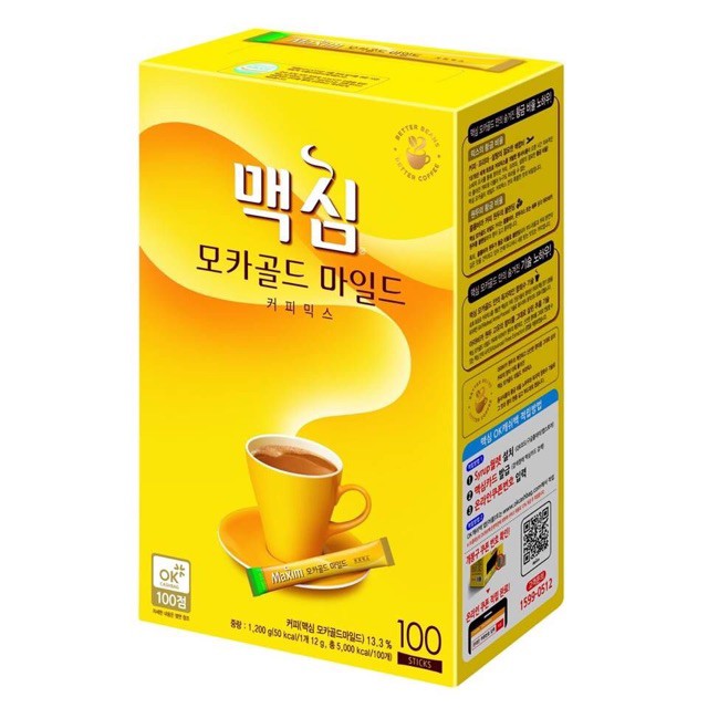 Cà phê Maxim Mocha 12g*100 gói Hàn quốc hộp 100 gói 맥심 커피 화이