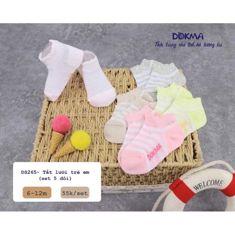 Tất lưới trẻ em dokma Tất lưới chất liệu vải sợi cotton dệt chất mềm co giãn tốt và thấm thút mồ hôi