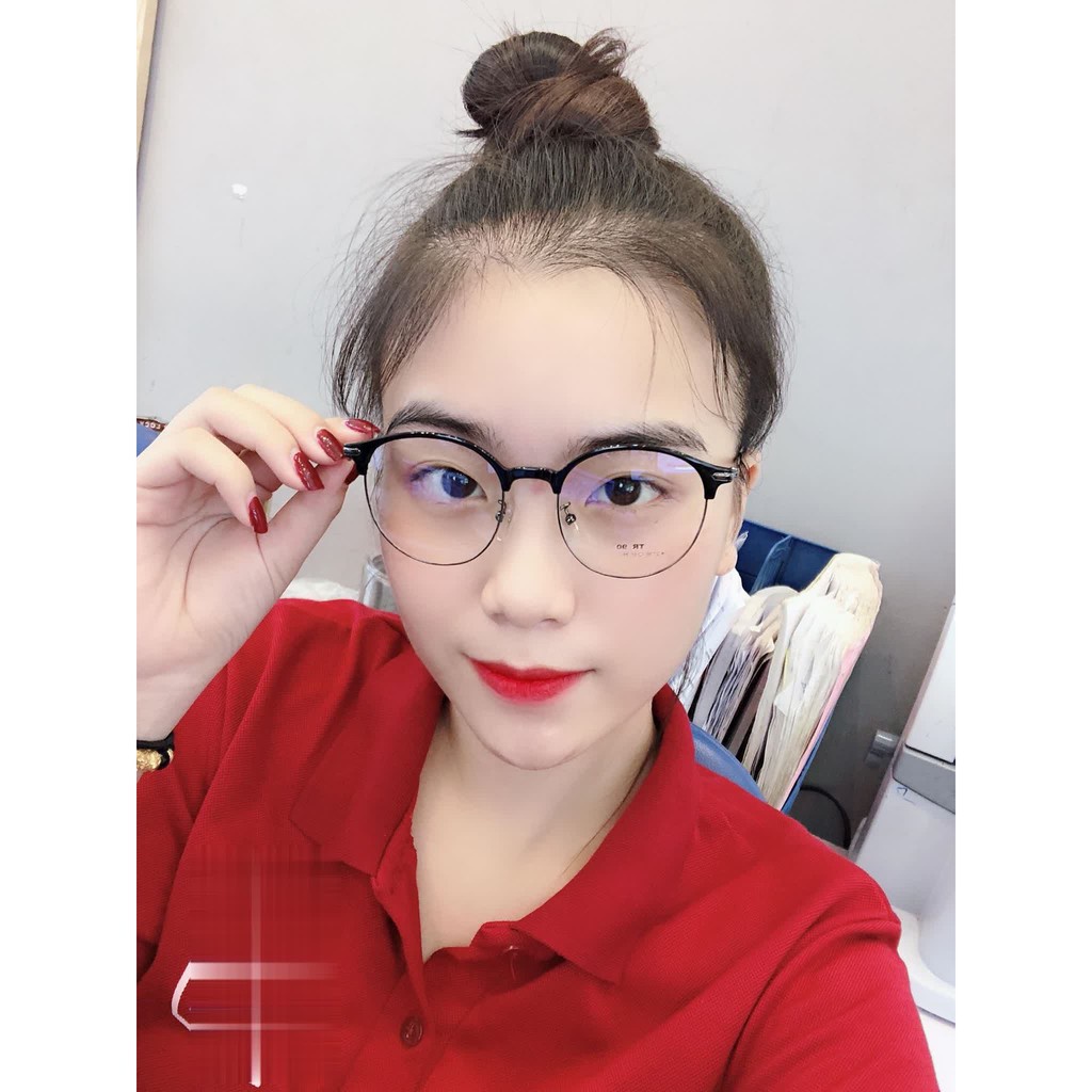 Gọng kính cận nữ mắt kính tròn gọng kính kim loại màu sắc thời trang 2736