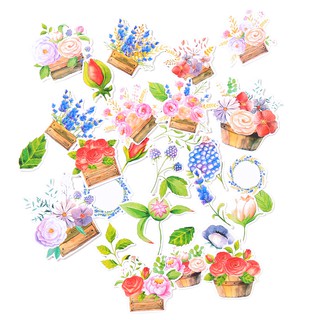 Bộ 30 Miếng Dán Trang Trí Sổ Tay Hình Hoa Lá Dễ Thương DIY
