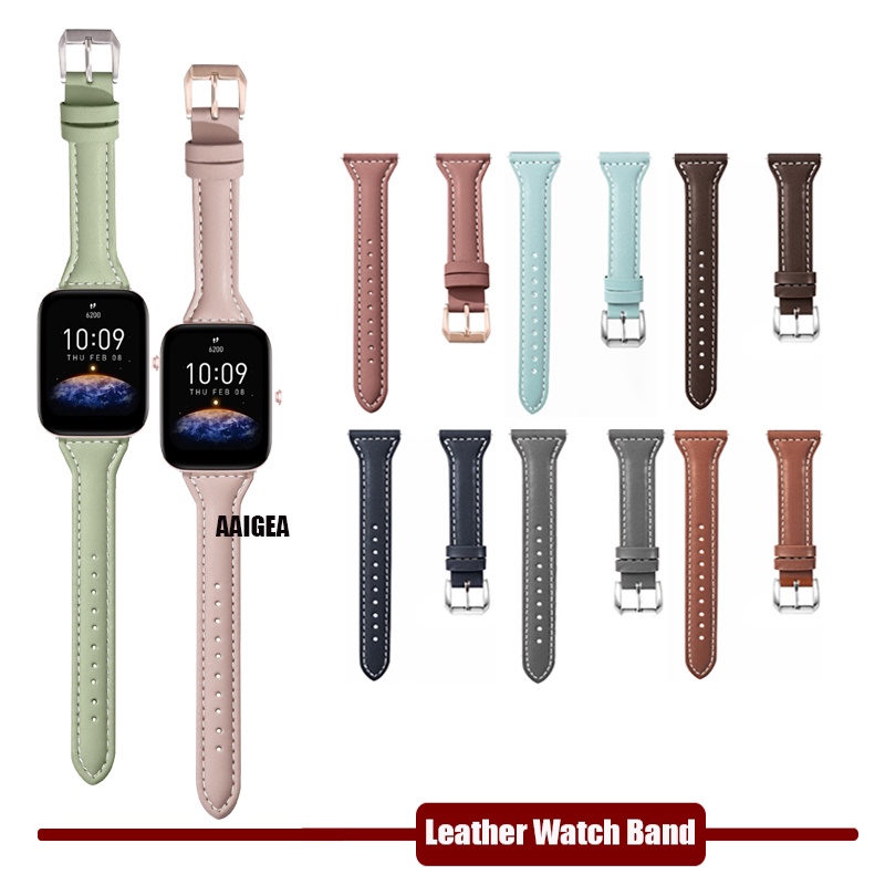 Dây Đeo Bằng Da Thật Mỏng 20mm Cho Huami Amazfit Bip Lite S U Bip 3 pro / GTS 4 mini GTS2 2e GTS3