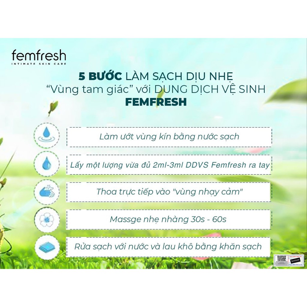 Dung Dịch Vệ Sinh Phụ Nữ Dành Riêng Cho Người Nhạy Cảm Giúp Vùng Kín Sạch, Thơm Femfresh Pure &amp; Fresh Wash 250ml UK