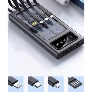 Sạc Dự Phòng Năng Lượng Mặt Trời Kèm 10000MAH 4 Dây Cáp (4 trong 1 ) Có Hiển Thị Sạc Đa Năng Cùng Lúc nhiều điện thoại