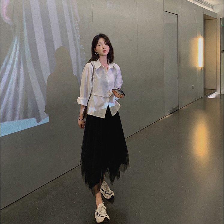 Áo sơ mi COZOKC tay dài dáng rộng thời trang dễ phối đồ