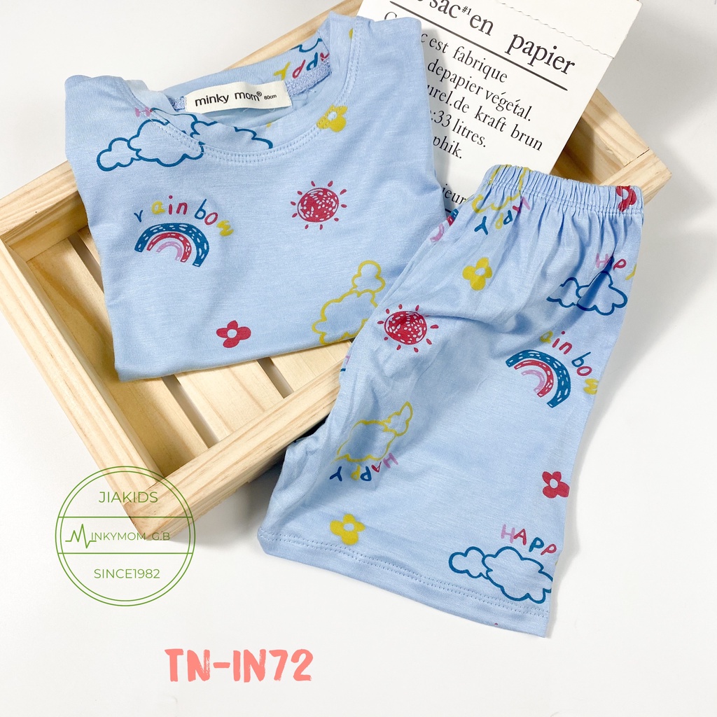 Bộ Cộc Tay THUN LẠNH MINKYMOM In Hình Toàn Thân Họa Tiết Dễ Thương Cho Bé TN-IN72