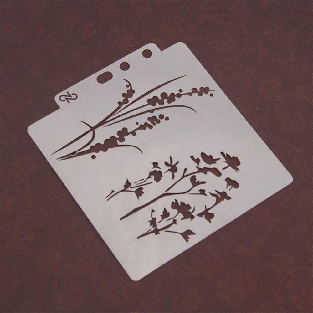 Set 8 Khuôn Vẽ Tem Thủ Công DIY Nhiều Lớp Trang Trí Đa Ứng Dụng