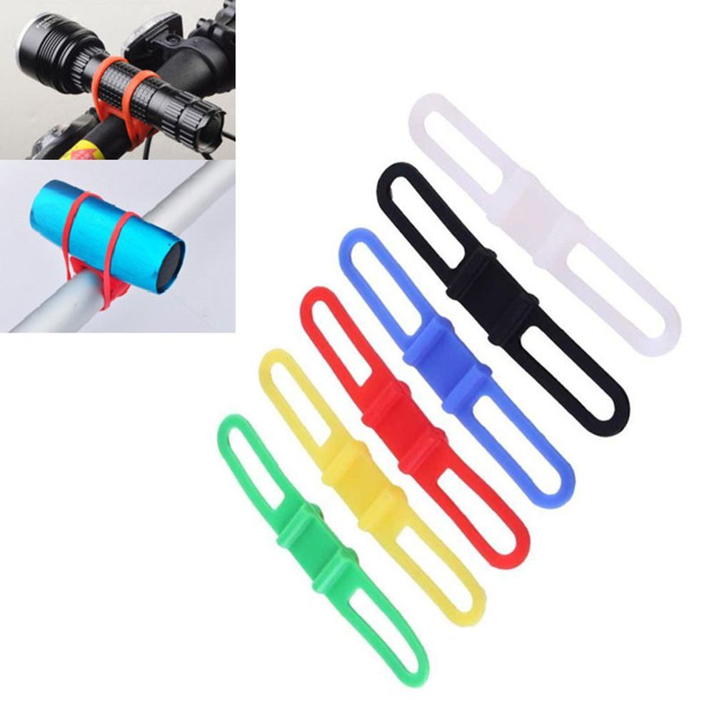 Bộ 5 giá đỡ đèn pin gắn tay cầm xe đạp bằng silicon bền thời trang