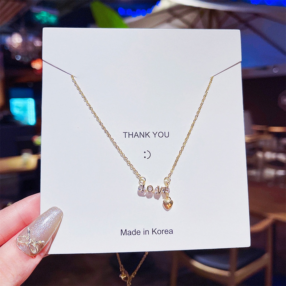 Vòng cổ Thép Titan Mặt Chữ LOVE Đính Đá Zircon Ngọc Trai Thời Trang Hàng Mới Dành Cho Bạn Nữ