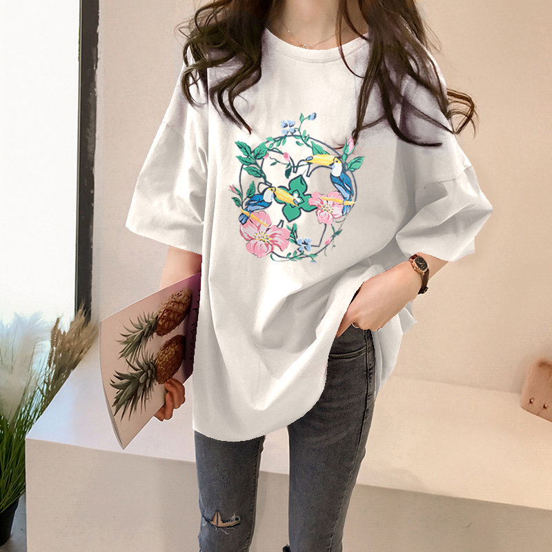 NRVP Áo thun tay ngắn họa tiết hoạt hình phong cách Hàn Quốc thời trang 2021 dành cho nữ