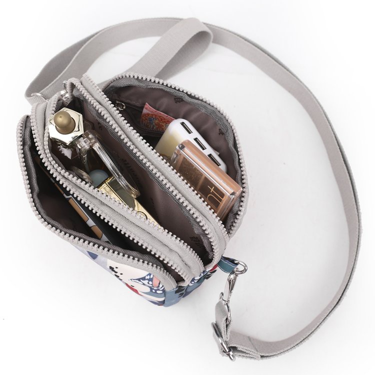 Túi Đeo Vai Hình Vuông Cỡ Nhỏ Vải Oxford Thiết Kế Khóa Kéo Độc Đáo Thời Trang