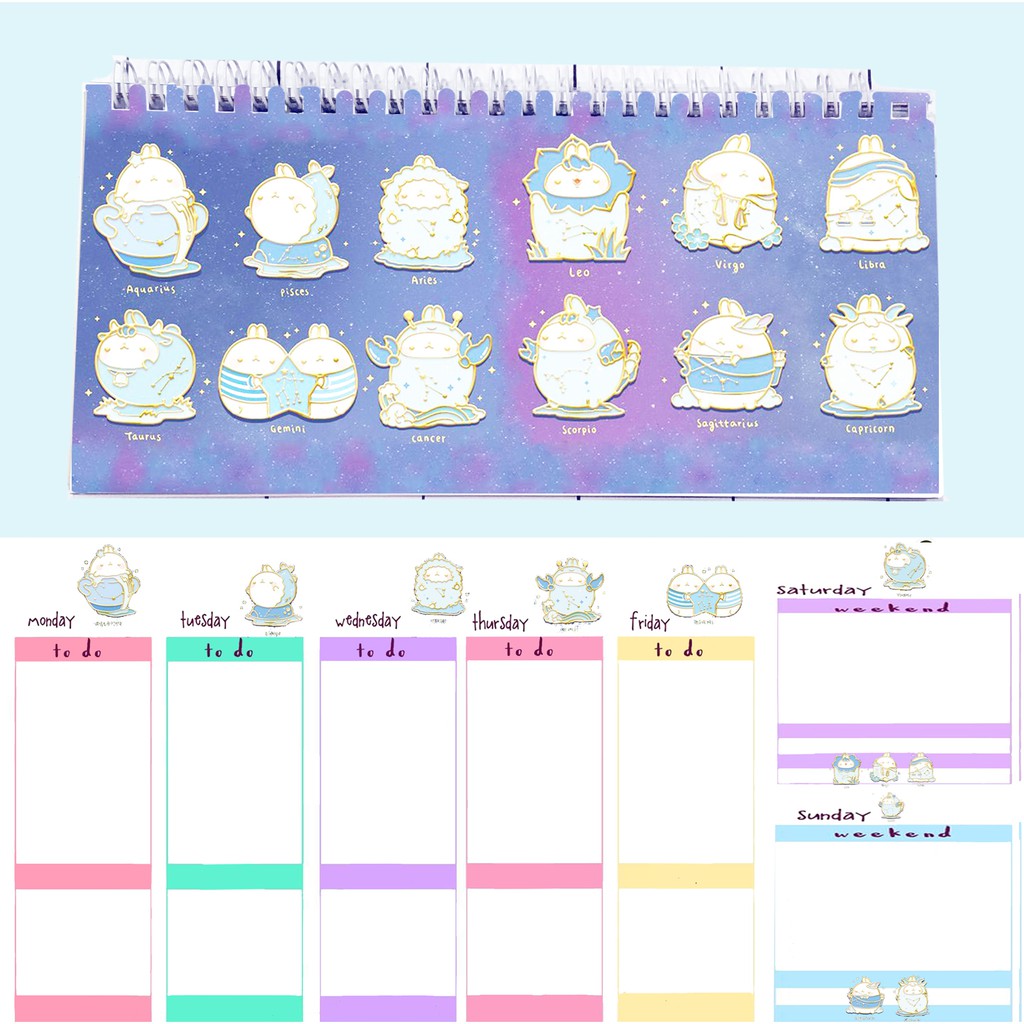 Sổ kế hoạch tuần 12 cung hoàng đạo WPI35 hoạt hình Weekly Planner 52 trang thần tượng idol