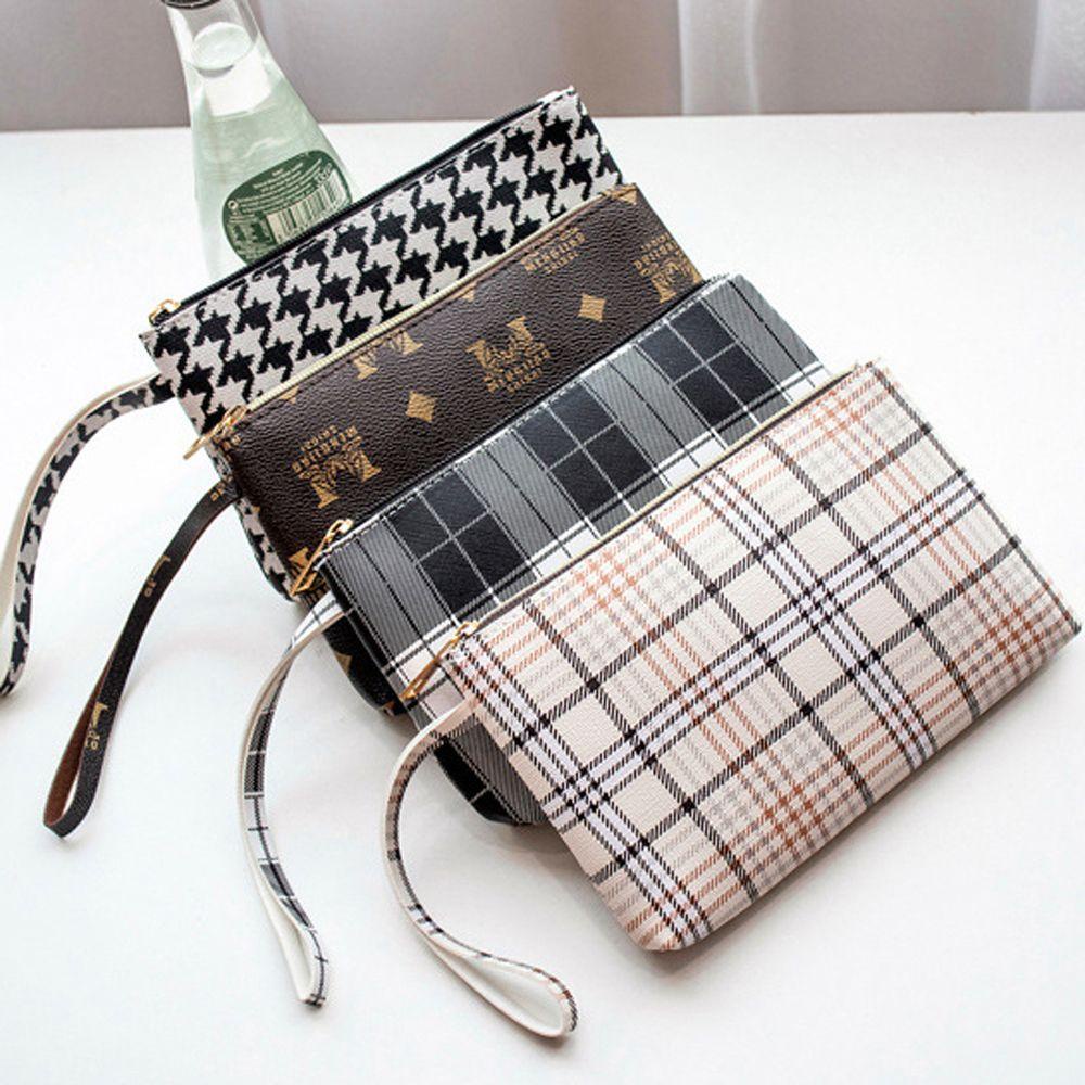 OCEANMAP Túi Đựng Mỹ Phẩm Cầm Tay Họa Tiết Kẻ Sọc Thời Trang Cổ Điển