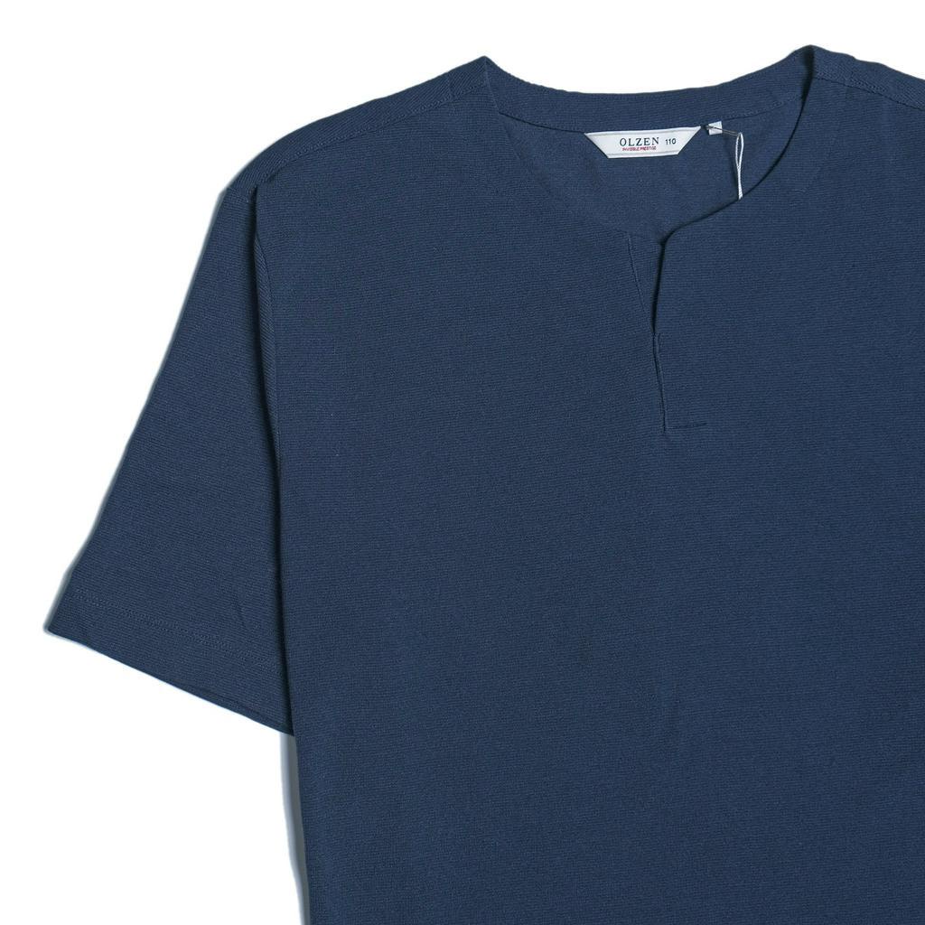 Áo Thun Nam Mẫu Mới Cổ Xẻ Màu Xanh Đen - FO76 SHOP