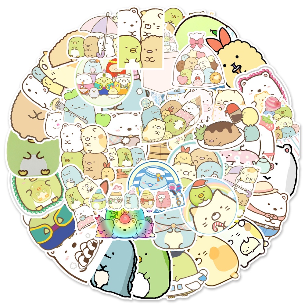 Set 20 sticker hình dán thỏ gấu cute chống nước dán sổ tay, mũ bảo hiểm, xe máy, bình nước, vali, ván trượt siêu hot
