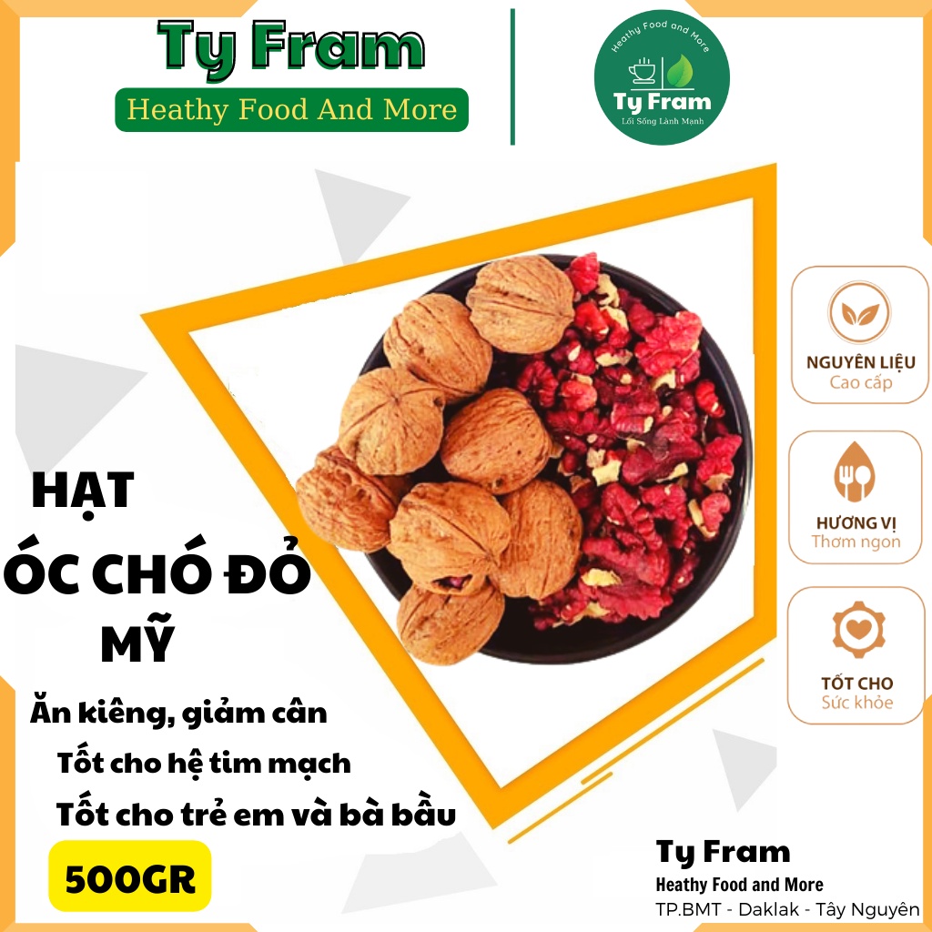 Hạt Óc Chó Đỏ Mỹ đã tách vỏ - Hộp 500GR - Ty Farm - giàu dinh dưỡng tốt cho bà bầu, trẻ nhỏ, tim mạch, chất sơ