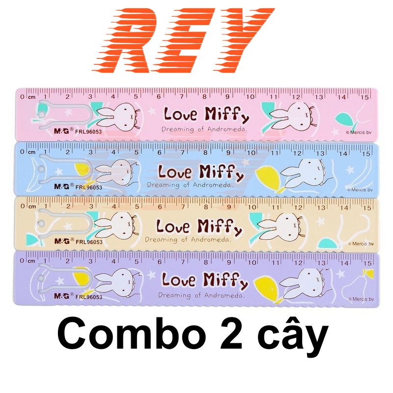 COMBO 2 Thước kẻ nhôm bền đẹp không gãy Love Miffy M&G FRL96053