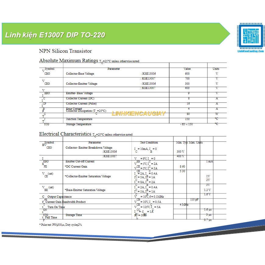 Linh kiện E13007 DIP TO-220