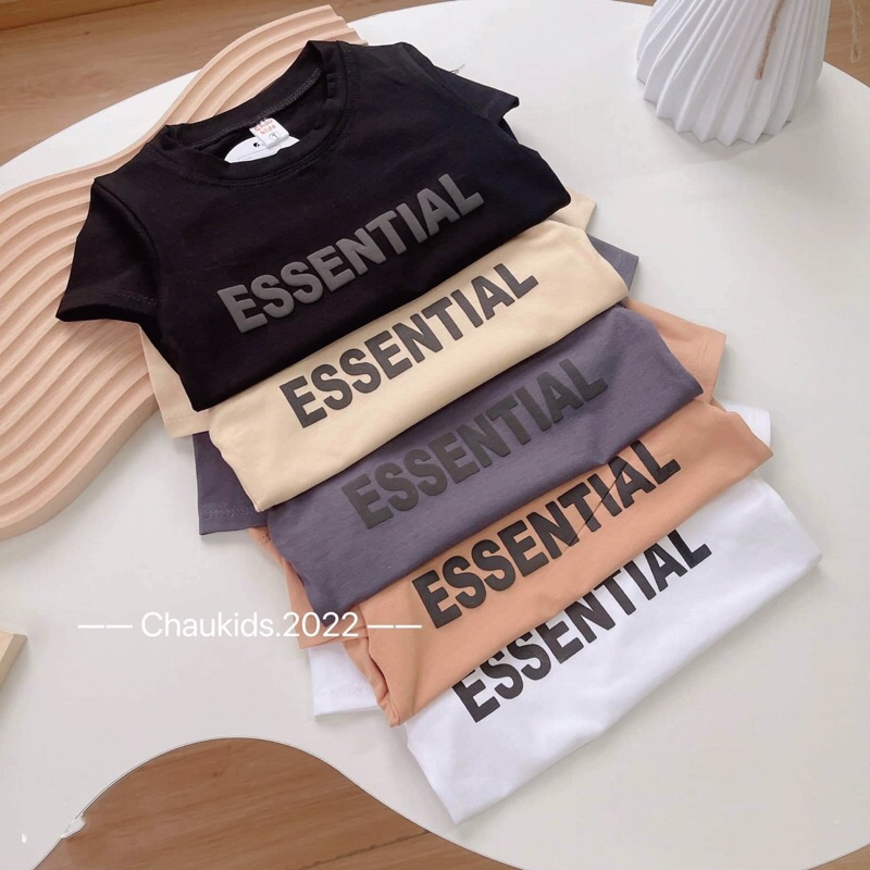 Áo thun bé trai, áo cộc tay họa tiết Essentials chất cotton 4c thấm hút tốt cho bé trai bé gái