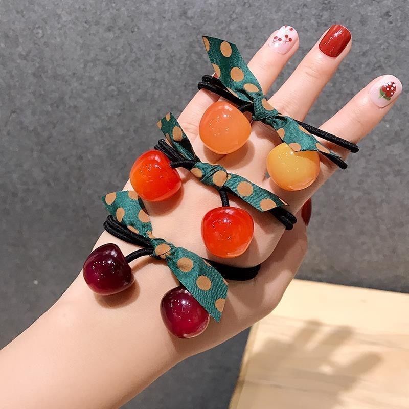 Dây Buộc Tóc Hình Quả Cherry Phối Nơ Xinh Xắn