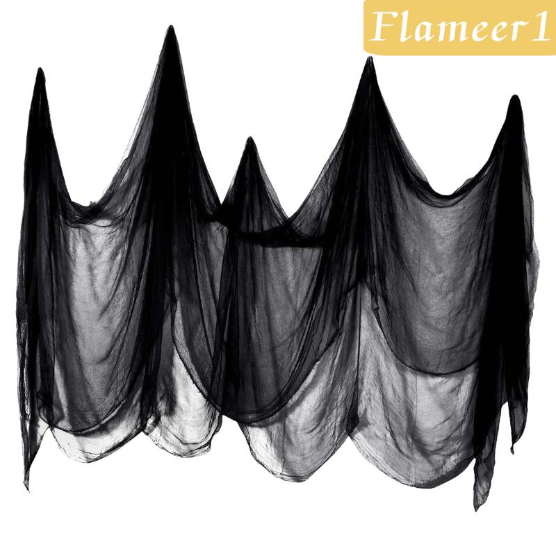 [Flameameer1] Rèm Cửa Sổ Vải Gạc Màu Đen Hóa Trang Halloween Dễ Xé Và Cắt