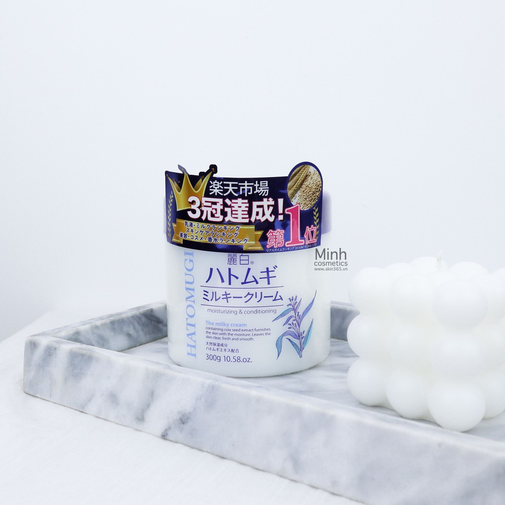 Kem Dưỡng Hatomugi Moisturizing Conditioning The Milky Cream chiết xuất ý dĩ làm sáng da 300g