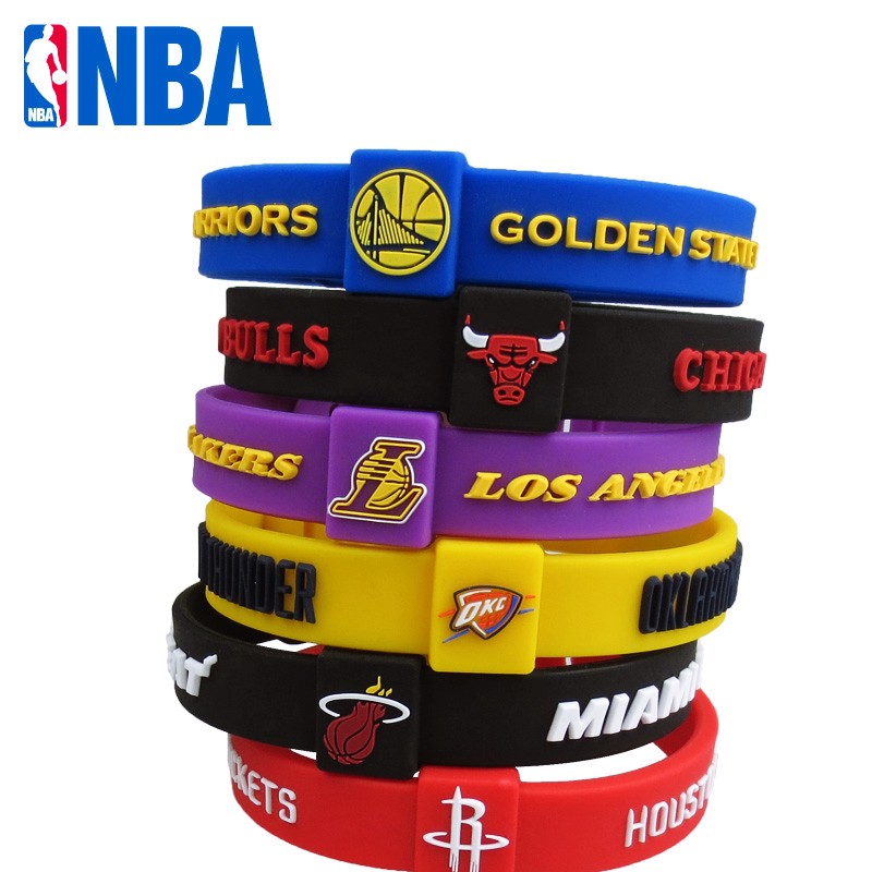 Vòng Tay Bóng Rổ NBA 4.1 Chất Liệu Cao Su Silicone Logo Các Đội Bóng Rổ NBA Nổi Tiếng Celtics Warriors Los Angeles