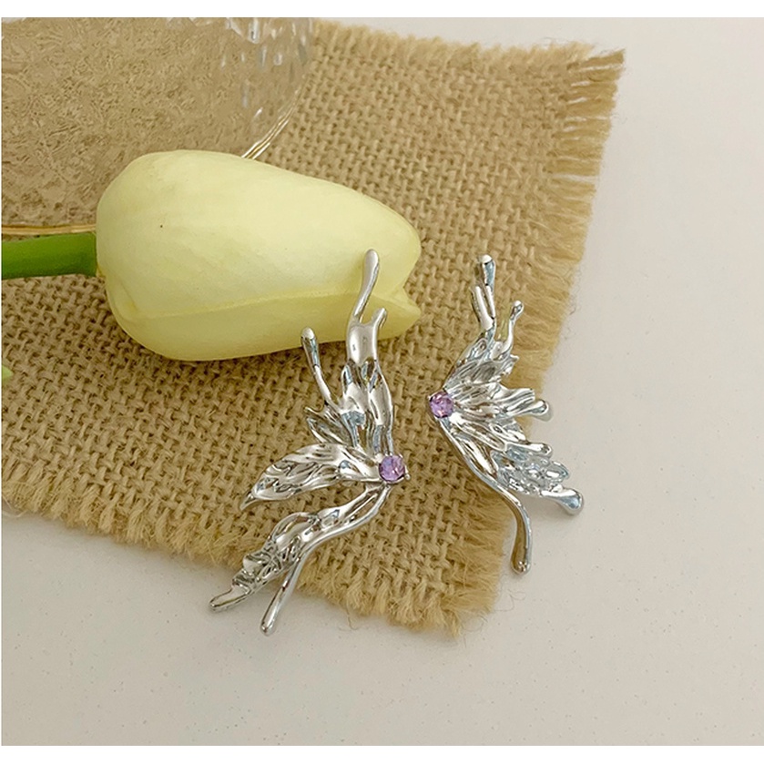 Bông Tai Hình Bướm Bằng Kim Loại Phong Cách Thanh Lịch Dành Cho Nữ