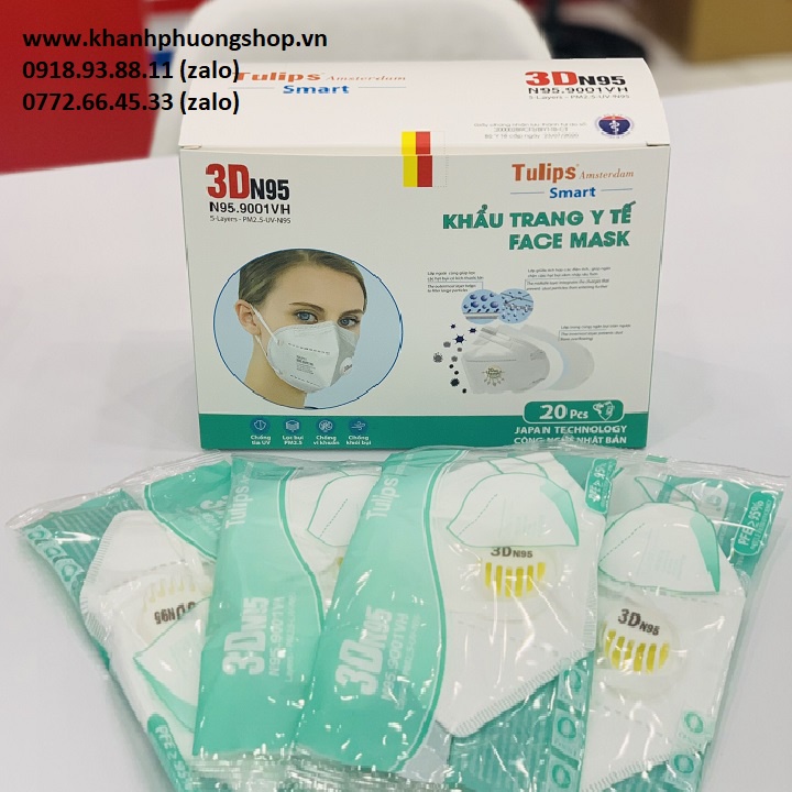khẩu trang N95 có van 3D Tulips - khẩu trang N95 có van
