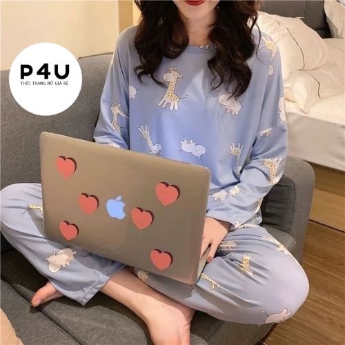 Bộ Quần Áo Nữ Hoạ Tiết, Đồ Mặc Nhà Nữ Dài Tay Cotton Ấm Đủ Màu Đủ Size