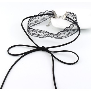 Dây chuyền chocker ren thắt nơ BERI (Đen) - DC013