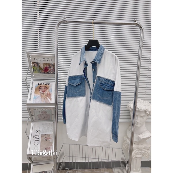 Áo sơ mi nữ, áo sơ mi pha bò hàng QCL1