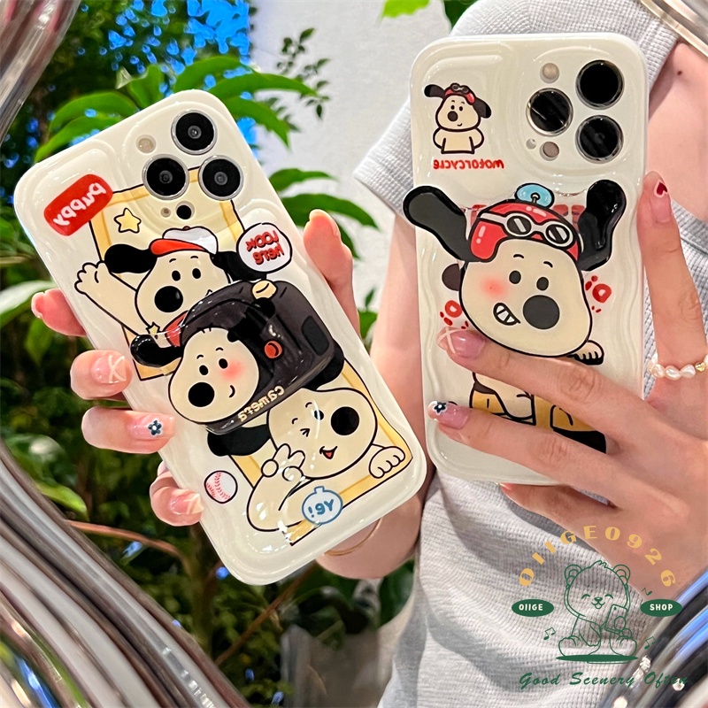 Ốp Điện Thoại IMD Viền Gợn Sóng Hình Chú Cún/Máy Ảnh Cho Iphone 13 12 11 Pro Max Xs Max Xr X