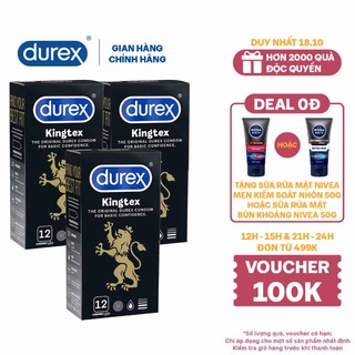 Bộ 2 hộp Bao cao su Durex Kingtex 12s + Tặng 1 hộp cùng loại