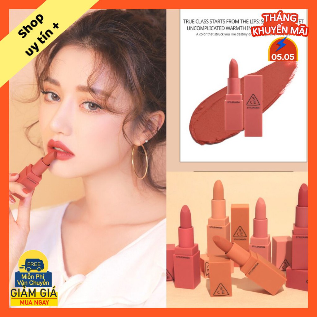 Son lì 3CE Mood Recipe Matte Lip Color #222 Step And Go - Đỏ Đất ( SĂN SALE TẠI HÃNG CÓ BILL)