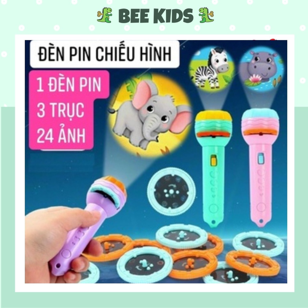 Đèn Pin Chiếu Hình 3D Sắc Nét Cho Bé Với 3 Thẻ Chủ Đề Tương Ứng Với 24 Hình Khác Nhau Thông Minh Cho Trẻ BEEKIDS