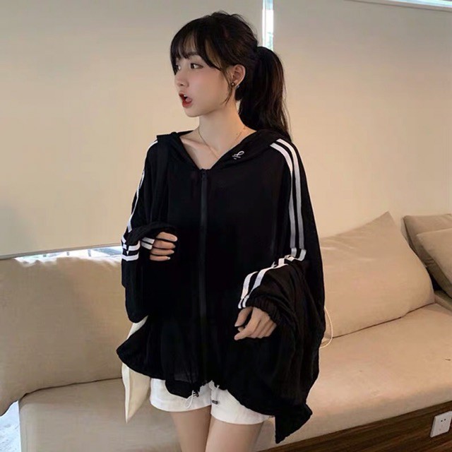 🍀Áo Khoác gió thể thao có mũ ba sọc Ulzzang style 🍀Hàng Quảng Châu -Hàng nhập khẩu