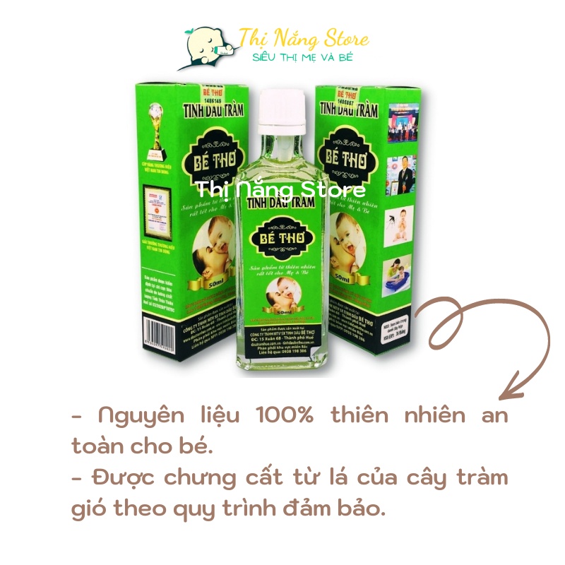 Tinh Dầu Tràm Bé Thơ 50ml Tinh Dầu Tràm Huế Nguyên Chất Nguyên Liệu 100% Tự Nhiên Tinh Dầu Tràm Cho Bé Chính Hãng