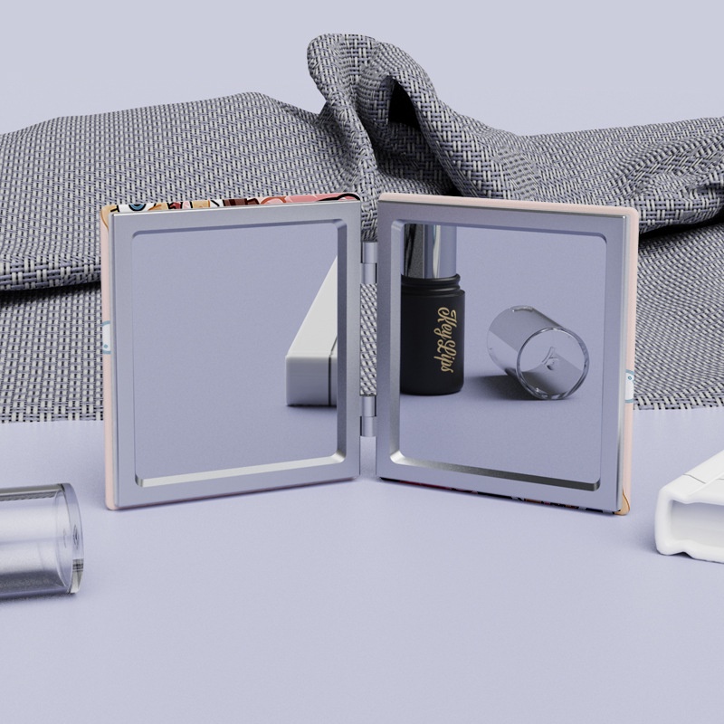 Gương Trang Điểm Mini Hình Vuông Họa Tiết Hoạt Hình Dễ Thương