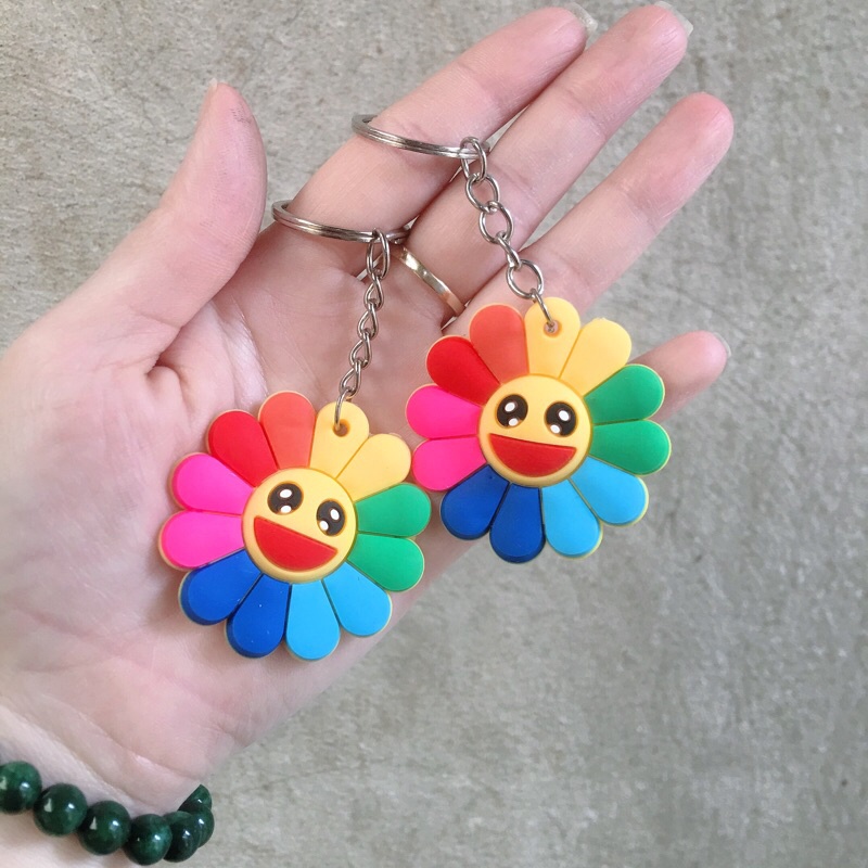 Móc Khoá Dẻo Silicon pilu hoa mặt trời kai ki bảy sắc cầu vồng cute dễ thương