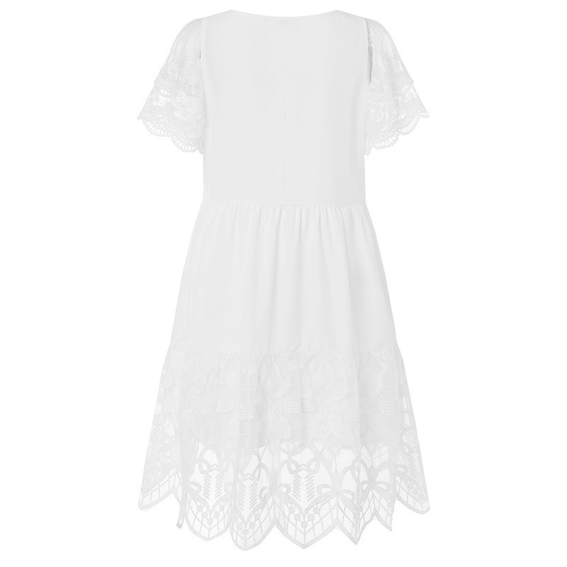 Áo Đầm ZANZEA Dành Cho Nữ Thiết Kế Cổ Chữ V Tay Ngắn May Phối Ren Mini