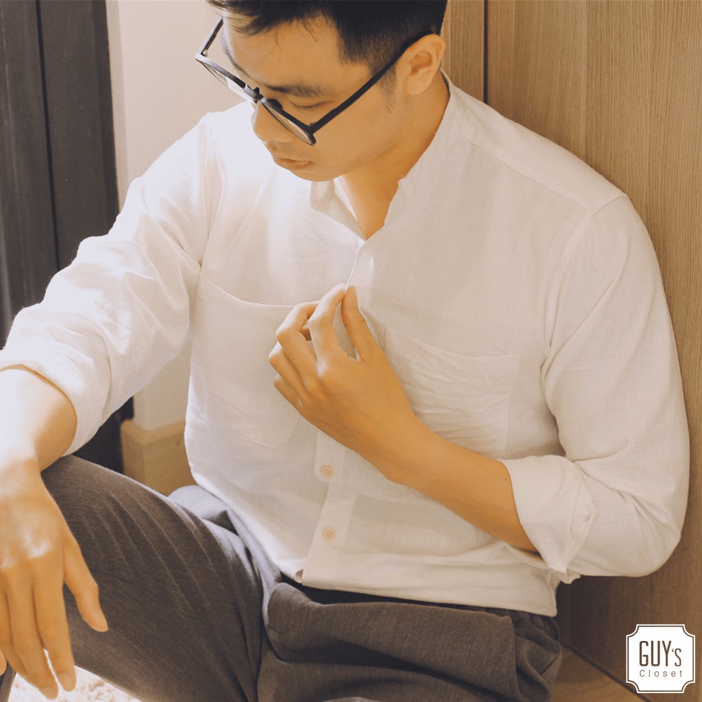 [HÀNG THIẾT KẾ] Áo sơ mi đũi dài tay cổ trụ Hey i just met you GUY's Closet, Cổ trụ, Nhiều màu | BigBuy360 - bigbuy360.vn