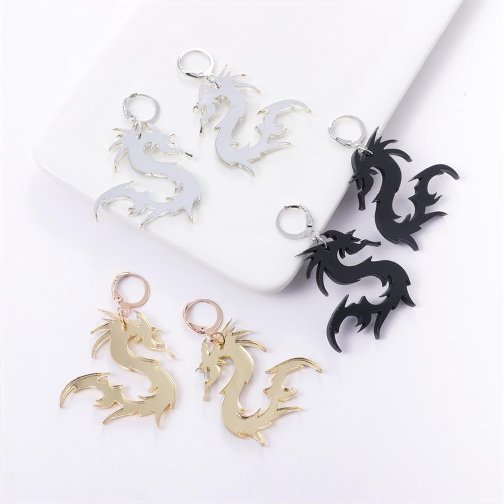 Bông Tai Hình Rồng Bằng Acrylic Mặt Gương Cá Tính Cho Nam Và Nữ