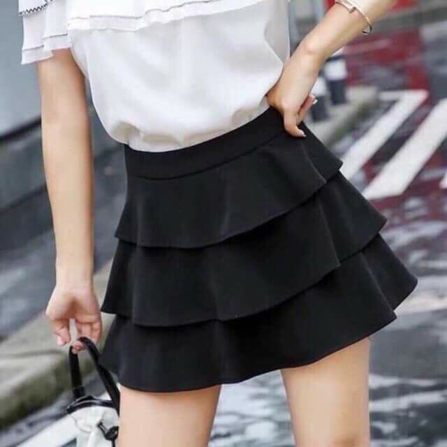 Chân váy ngắn NHẬT LINH chân váy dáng xòe 3 tầng trơn basic có lót quần - CV161
