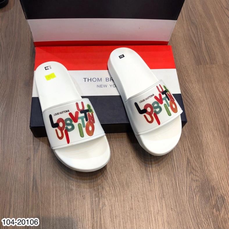 [FreeShip] Dép Lê Nam LV Đế Cao Su Trắng Cao Cấp - Dép LV Đế Cao Su Hình In