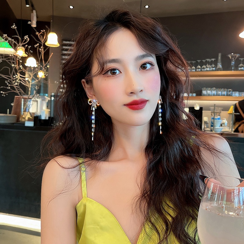 Khuyên Tai Hình Nơ Đính Đá Zircon Phong Cách Thời Trang Hàn Quốc Mới 2022 Cho Nữ